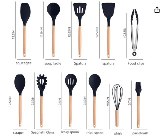 Set Utensilio de cocina X19 piezas Negro
