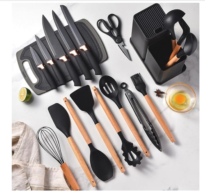 Set Utensilio de cocina X19 piezas Negro