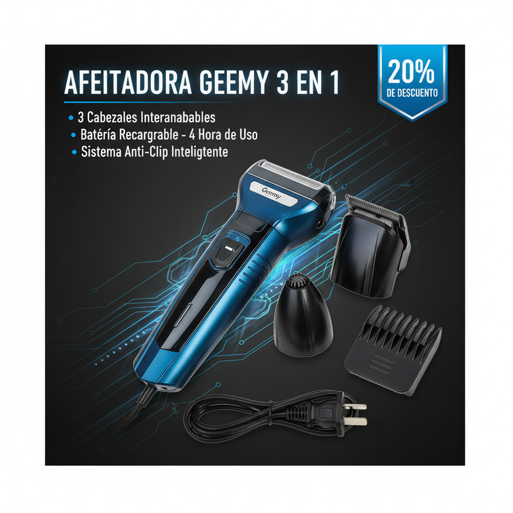 Banner Promocional AFEITADORA GEEMY 3 EN 1